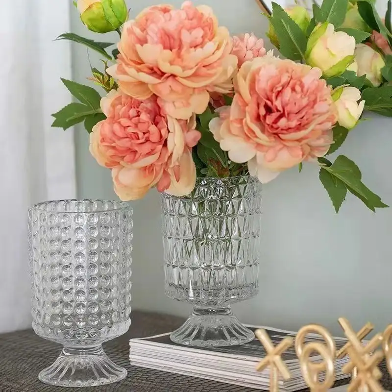 Nordic dining table decoration, transparent surface flower arrangement container face glass vase Decoration Accessories/