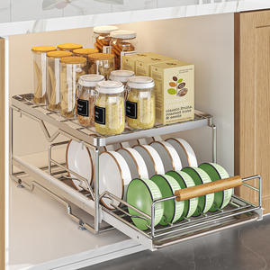 Support de rangement de la vaisselle <span class=keywords><strong>sous</strong></span> l'évier en acier inoxydable à 2 niveaux pour la cuisine Support pour <span class=keywords><strong>bac</strong></span> à eau Bols Étagère de séchage Support pour l'organisation de la vidange - Product Image 4