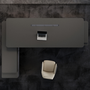 Scrivania Direzionale Moderna in MDF, Scrivania Grande Estensibile con Striscia Luminosa per Ufficio Domestico, Design Minimalista di Lusso - Product Image 3