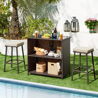 Ensemble de chaises de bar en rotin PE pour extérieur, meubles en osier avec armoire de rangement, pour jardin, balcon, bord de piscine