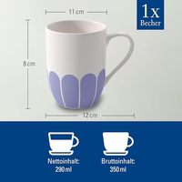Mug à café contemporain en porcelaine allemande, motif floral Villeroy & Boch - Grande capacité, compatible lave-vaisselle et micro-ondes