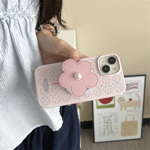 เคสโทรศัพท์ซิลิโคนเหลวแบบแม่เหล็ก ลายดอกไม้สีชมพูอ่อน สำหรับ iPhone 17 ProMax 16 15 14 ป้องกันการกระแทก - Product Image 3