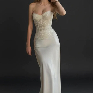 T-1554 Bustier sans bretelles à sequins scintillants, avec panneaux en maille transparente, <span class=keywords><strong>dos</strong></span> à lacets réglables, effet pailleté, moulant, sexy <span class=keywords><strong>pour</strong></span> soirée - Product Image 4