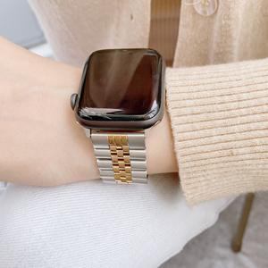 Luxus Smart Armband für Apple Watch Edelstahl band 44mm 42mm 40mm 38mm Metall armband für Iwatch 6 5 4 <span class=keywords><strong>3</strong></span> <span class=keywords><strong>2</strong></span> 1 - Product Image 2