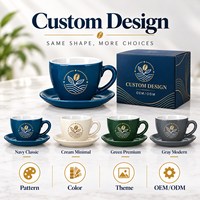 Ensemble tasse et soucoupe à café en céramique avec logo personnalisé, plusieurs tailles, finition brillante, pour expresso et cappuccino, fabrication OEM ODM