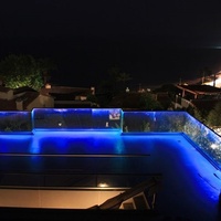 Balcon Escalier Villa Rampe Led Bandes Verre Tenant Clips Alliage d'Aluminium Verre Trempé Garde-corps Sans Cadre Lumière Led Eau
