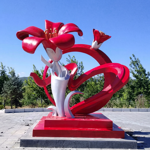 Escultura de Flores de Acero Inoxidable Personalizada, Arte Metálico Abstracto Moderno, Decoración para Jardín y Césped - Product Image 1
