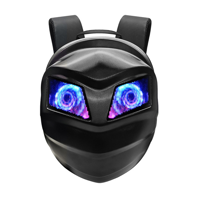 CRELANDER LED Motorcycle Backpack Hard Shell Eyes Animation Display ABS Backpacks LED Knight Backpack Bag