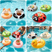 Porte-gobelet gonflable d'été, support de boisson flottant en forme d'animal pour piscine, idéal pour les fêtes aquatiques