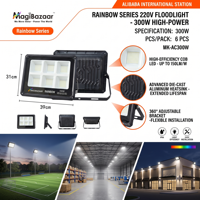 Nouveau style 2026 Projecteur LED 300W haute luminosité AC 220V avec puce SMD, corps en fer, indice IP65, 6000K-7000K, CRI80, angle de faisceau 120°