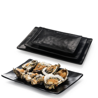 Assiette rectangulaire en mélamine noire effet ardoise, très vendue, pour la restauration