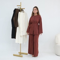 Ensemble haut et pantalon décontracté Yibaoli Factory Supply, coupe ample, 4 couleurs, manches longues, viscose effet coton, pantalon large