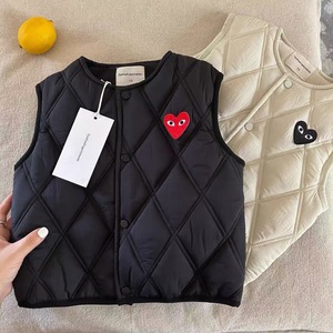 Tongxingyuan <b>Childrens</b> <b>Quilted</b> Vest Thickening Cotton Filling Cartoon Heart Design Autumn Winter Wear For Girls - Product Image 2