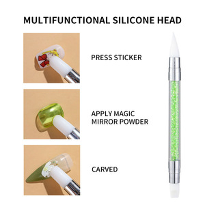 Lot de 5 stylos de sculpture pour nail art en silicone à double embout, outil multifonctionnel de gravure avec manche orné de strass pour la conception d'ongles - Product Image 6