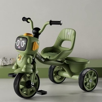 Tricycle en acier au design robotique pour enfants de 2 à 4 ans, poussette à pédales, chariot à main pour adulte, version export.