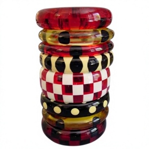 Brazalete de Resina Acrílica de Moda, Diseño de Rayas Rojas y Blancas, Elegante, de la Mejor Calidad, Joyería Unisex para Bodas y Fiestas - Product Image 4