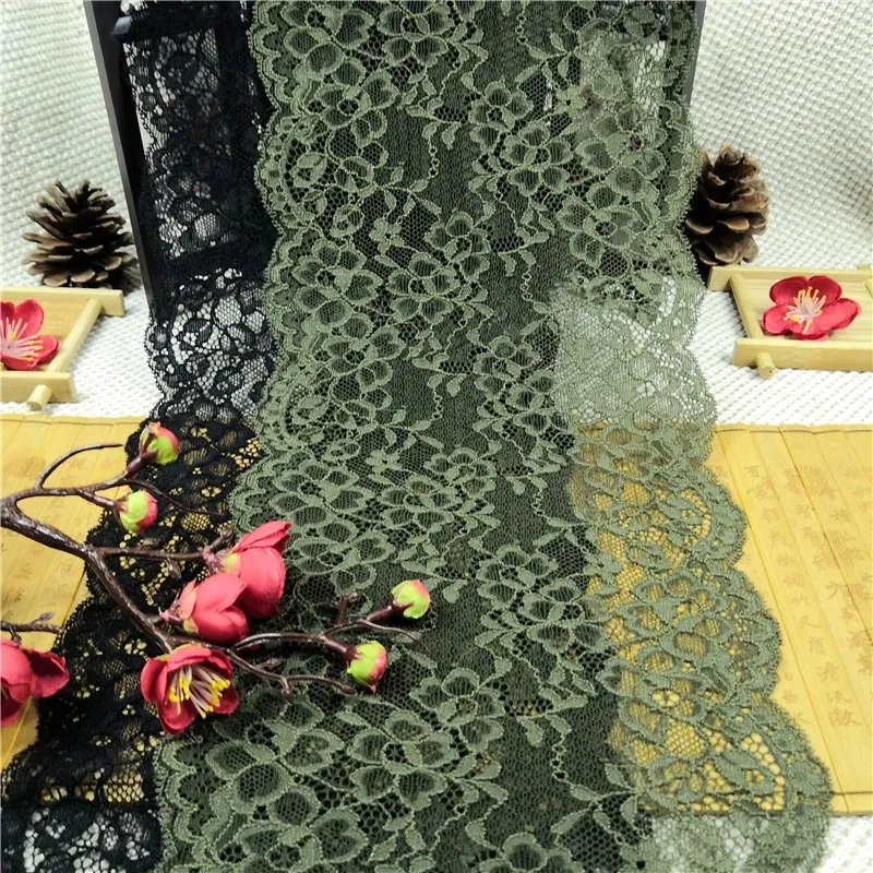 Width 17.7cm lingerie knitted spandex nylon 3d brown flower lace trim for lingerie