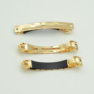 Barrettes françaises en métal <span class=keywords><strong>doré</strong></span> en deux parties de 8cm avec tube en caoutchouc noir Clip France <span class=keywords><strong>Barrette</strong></span> à <span class=keywords><strong>cheveux</strong></span> à pression DIY Accessoires de <span class=keywords><strong>cheveux</strong></span> pour femmes - Product Image 2