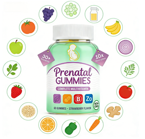 Gommose multivitaminiche prenatali |   Oltre 30 Nutrienti |   Assorbimento 10 volte superiore |   Non-OGM |   Fragola |   60 Pezzi - Product Image 5