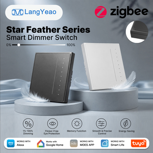 כוכב מוזה נוצה tuya zigbee מתג, ג זכוכית 1%-100% עמעום 440w עובד עם alexa Google הביתה - Product Image 1