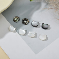 Anpassbare Natürliche Schwarze und Weiße Perlmutt-Muschelperlen in Katzenkopf- und Pfotenform für DIY-Ringe, Armbänder und Handgemachten Schmuck