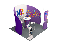 Stand professionnel incurvé à 360 degrés avec affichage couleur en tissu tendu pour défilé rapide de vêtements, équipement de salon professionnel