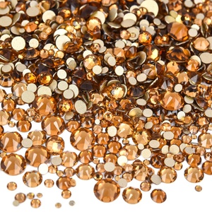 Strass en verre Oleeya en gros, tailles mixtes, 8+8 facettes, strass à dos plat et strass dorés à dos plat pour ongles DIY - Product Image 5