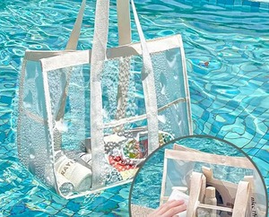 Eco-Friendly Transparent <b>PVC</b> Tote Bag Stylish Rope Handle Medium Size Open <b>Top</b> Custom Logo Durable PP Webbing for Shopping - Product Image 4