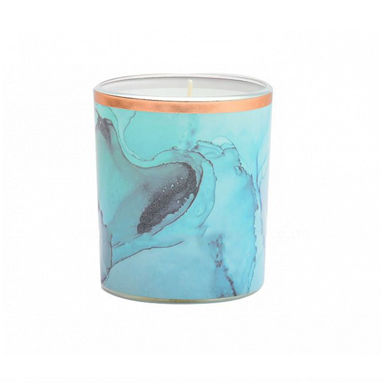 Scented Marble Pillar Candles Organic Soy Candles With Wood Wick 3