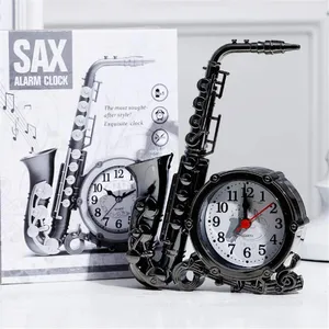 Часы-Будильник в форме саксофона, креативные настольные часы для домашнего декора, настольные часы для студенческого общежития