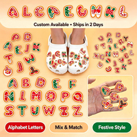 Venta al por Mayor de Dijes Navideños de PVC 2D con Letras del Alfabeto, Dijes Personalizados para Zapatos, Decoraciones Festivas, Regalo para Niños