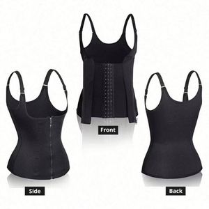 Corset amincissant respirant et écologique pour femme, gaine amincissante sous la poitrine, gilet gainant en Spandex/Nylon pour le sport et l'entraînement, noir - Product Image 6