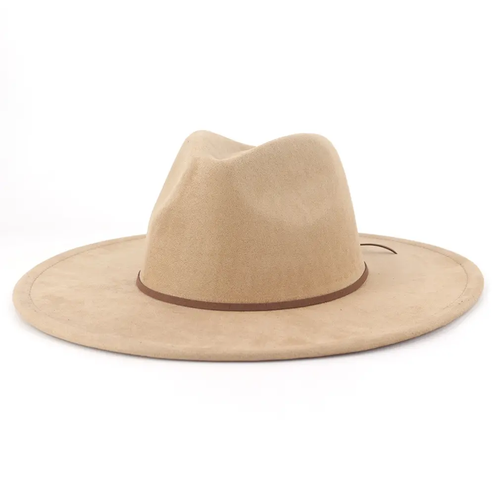 Sombreros Fedora de ala ancha para mujer y hombre, sombreros de ala ancha de 10cm, con borde de encuadernación con lazo, bandas decorativas, venta al por mayor