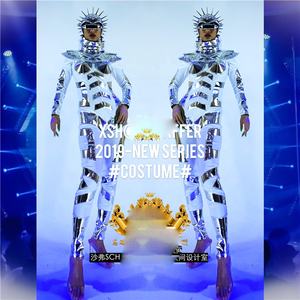 Las mujeres soldado sexy club nocturno <span class=keywords><strong>chica</strong></span> caliente <span class=keywords><strong>GOGO</strong></span> de plata de las mujeres de la tecnología espacial Sentido de equipo de baile danza de la etapa mostrar USA - Product Image 1