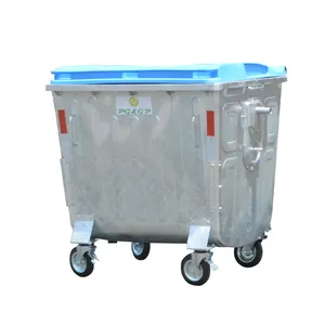 1.1 M3 Outdoor Street Mobile Trolley Metal Galvanized Steel waste container 1100 l Rubbish Bin Container