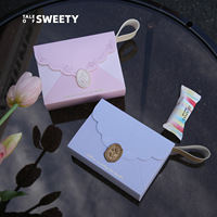 Boîte à bonbons rétro en forme d'enveloppe, boîte cadeau en papier pour mariage, avec ruban et poignée, emballage rectangulaire en carton