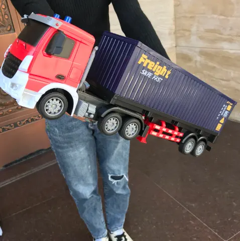 Rc Auto Container Tractor Vrachtwagen Rc Speelgoed Voertuig Verlichting En Geluiden Gecontroleerde Rc Container Trucks Aanhangwagen Open Deur Oplaadbaar