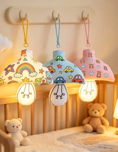 28 cm oplaadbaar pluche nachtlampje in de vorm van een paddenstoel, LED-cartoon wandlamp voor kinderkamer, USB-opladen zacht gloeiend decor - Product Image 2