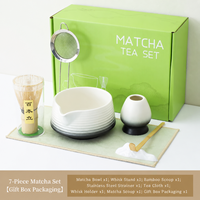 Ensemble de bols à matcha en céramique Dehua de style japonais avec bec verseur, design dégradé pour le fouettage du thé, cérémonie du thé japonaise, emballage en boîte colorée