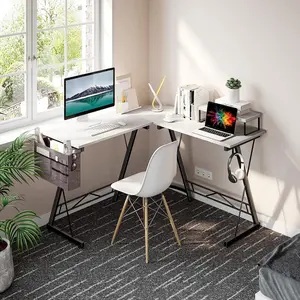 Игровой стол L-образной формы, домашний офисный стол с круглым углом, компьютерный стол с большой стойкой для монитора, рабочая станция