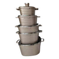 Ensemble de casseroles et poêles en granit antiadhésif durable 10-en-1 pour la cuisine, en aluminium, carrées, avec couvercles en verre, multi-usages pour la cuisine à domicile