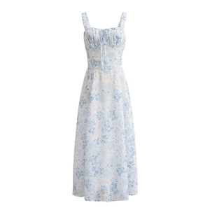 Abito midi casual estivo da donna <span class=keywords><strong>con</strong></span> scollo quadrato e vita impero in pizzo - Product Image 6