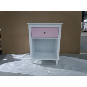 Mesita de noche de madera maciza DB 26,77 ''H Diseño moderno con un cajón y un estante para niños Adultos Dormitorio o gimnasio en color rosa - Product Image 2