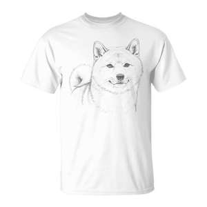 Camiseta Shiba Inu Blanca de Algodón con Cuello Redondo Unisex de Manga Corta con Diseño de Impresión Digital - Product Image 1