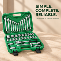 Kit d'outils d'entretien longue durée 37 pièces, entraînement 1/2 pouce, garantie 1 an, douilles et clés pour usage quotidien en atelier