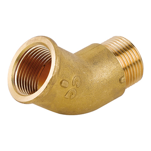 Raccordo a gomito a 45 gradi in ottone giallo da 1 pollice per impianti idraulici - Product Image 1