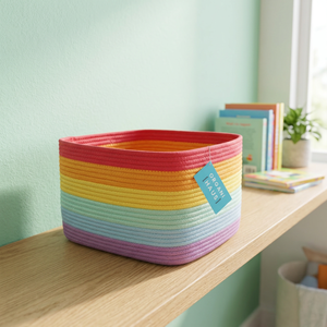 <b>Rectangular</b> Rope Storage <b>Basket</b> Rainbow Colorful Multi-Purpose Eco-Friendly - Product Image 2