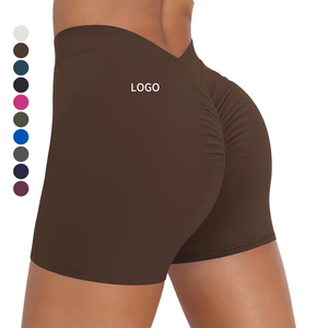 Shorts de yoga <span class=keywords><strong>femme</strong></span> à logo personnalisé, taille en V, couleur unie, effet fessier galbé, taille élastique, extensible dans les quatre sens, séchage rapide - Product Image 1