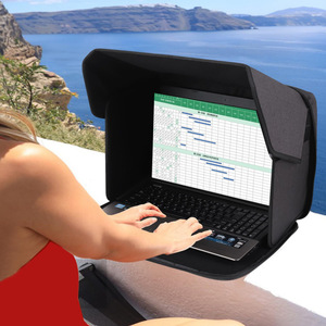 Laptop Sunshade <b>Cover</b> 16-Inch Foldable Portable Privacy Screen <b>Protector</b> Black Polyester Case for Outdoor Use - Product Image 2
