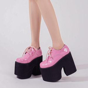 Zapatos de tacón alto con plataforma gótica Punk para mujer, zapatos Mary Jane de verano con punta abierta y diseño con cordones de fondo grueso - Product Image 2